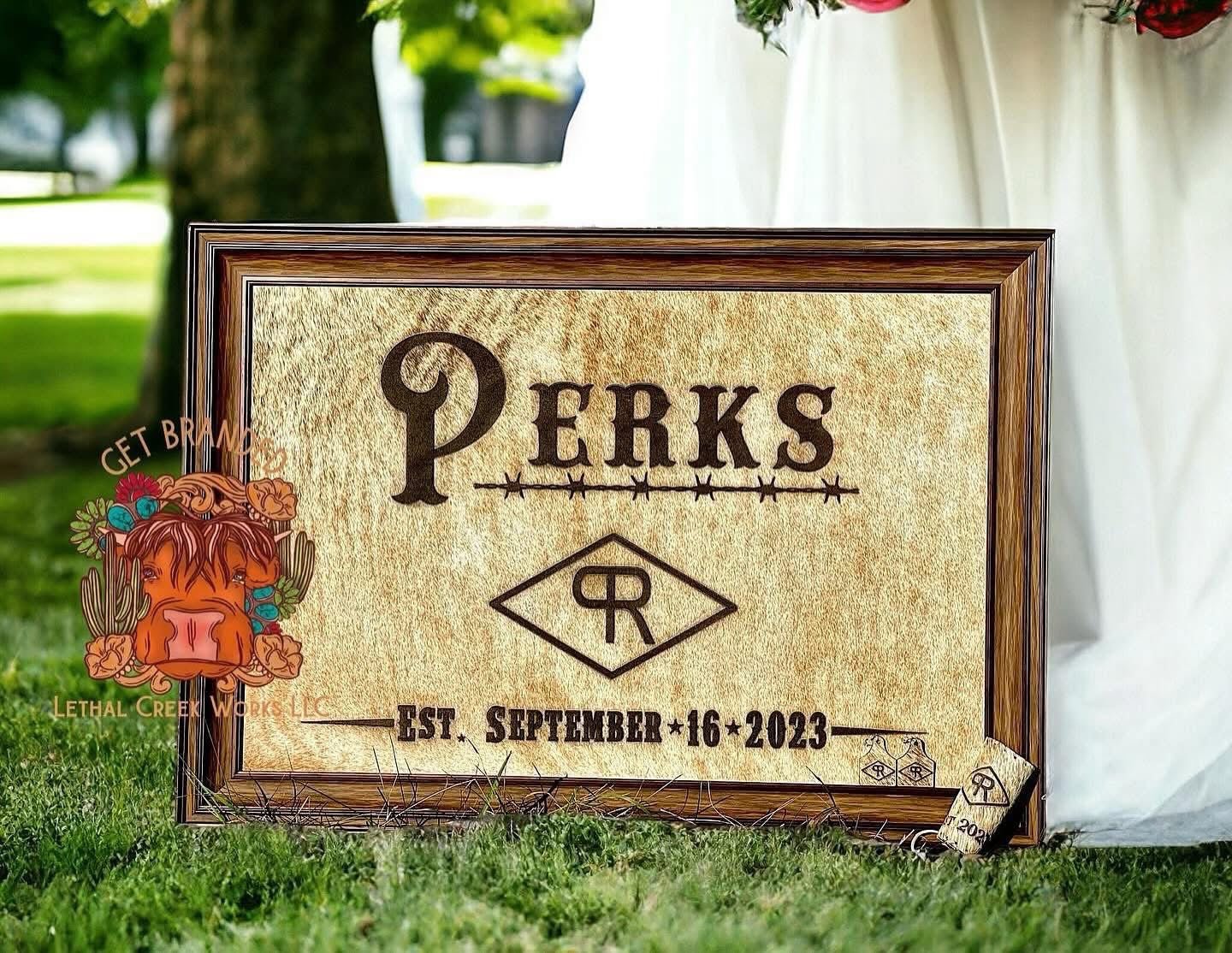 The I Do Collection -  custom laser engraved cowhide and leather western decor by Lethal Creek Laser Works LLC