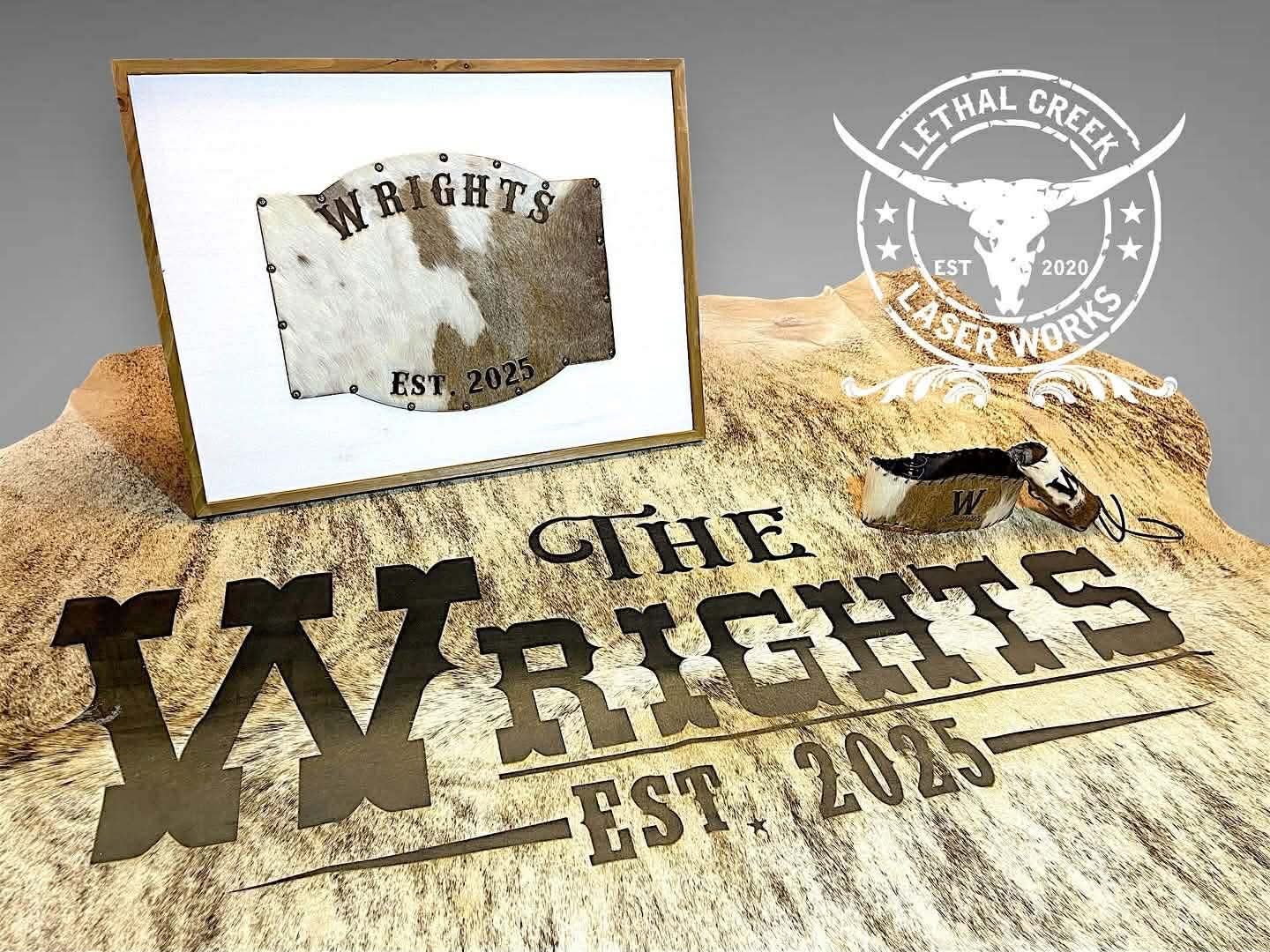 The I Do Collection -  custom laser engraved cowhide and leather western decor by Lethal Creek Laser Works LLC
