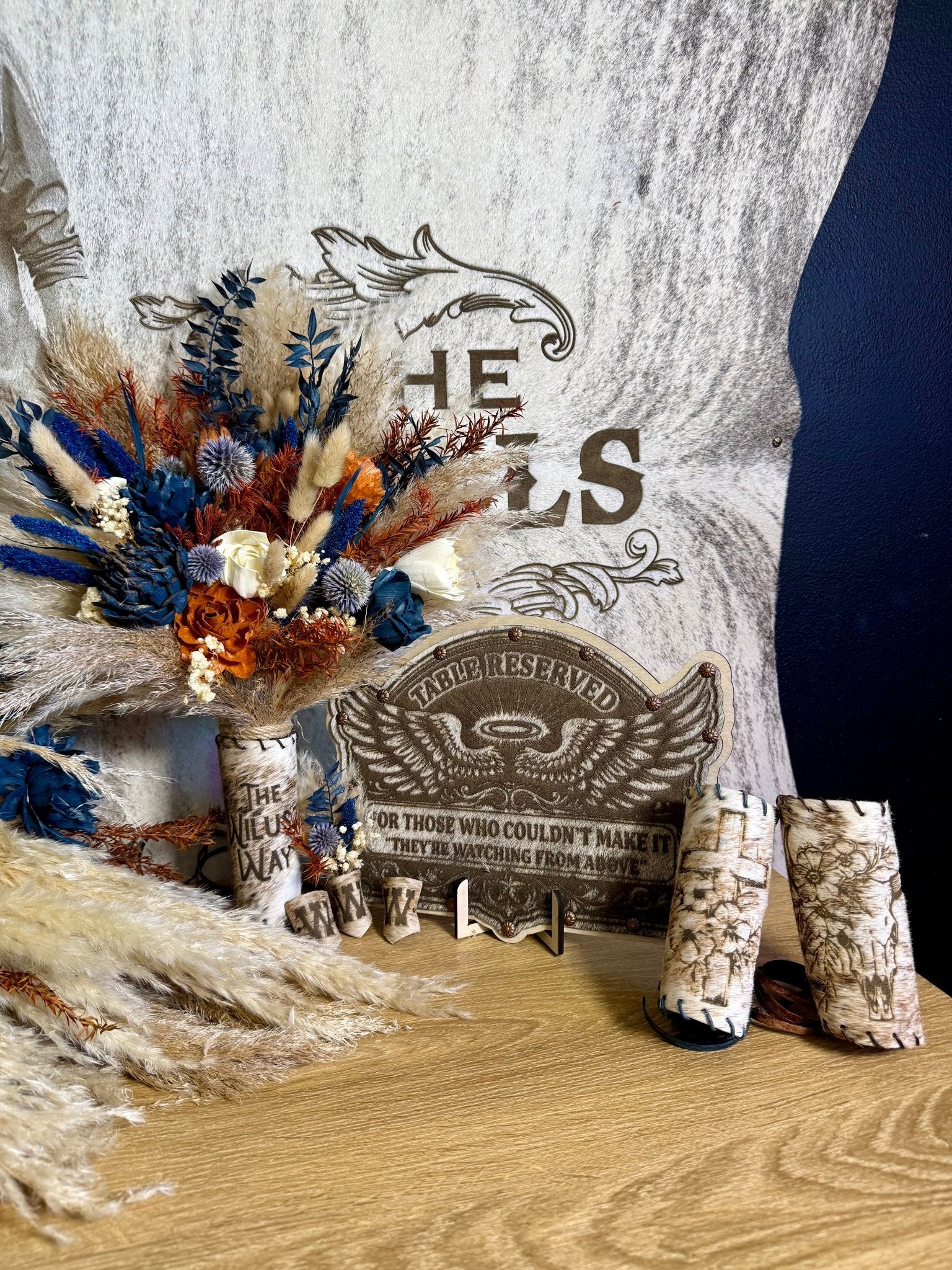 The I Do Collection -  custom laser engraved cowhide and leather western decor by Lethal Creek Laser Works LLC
