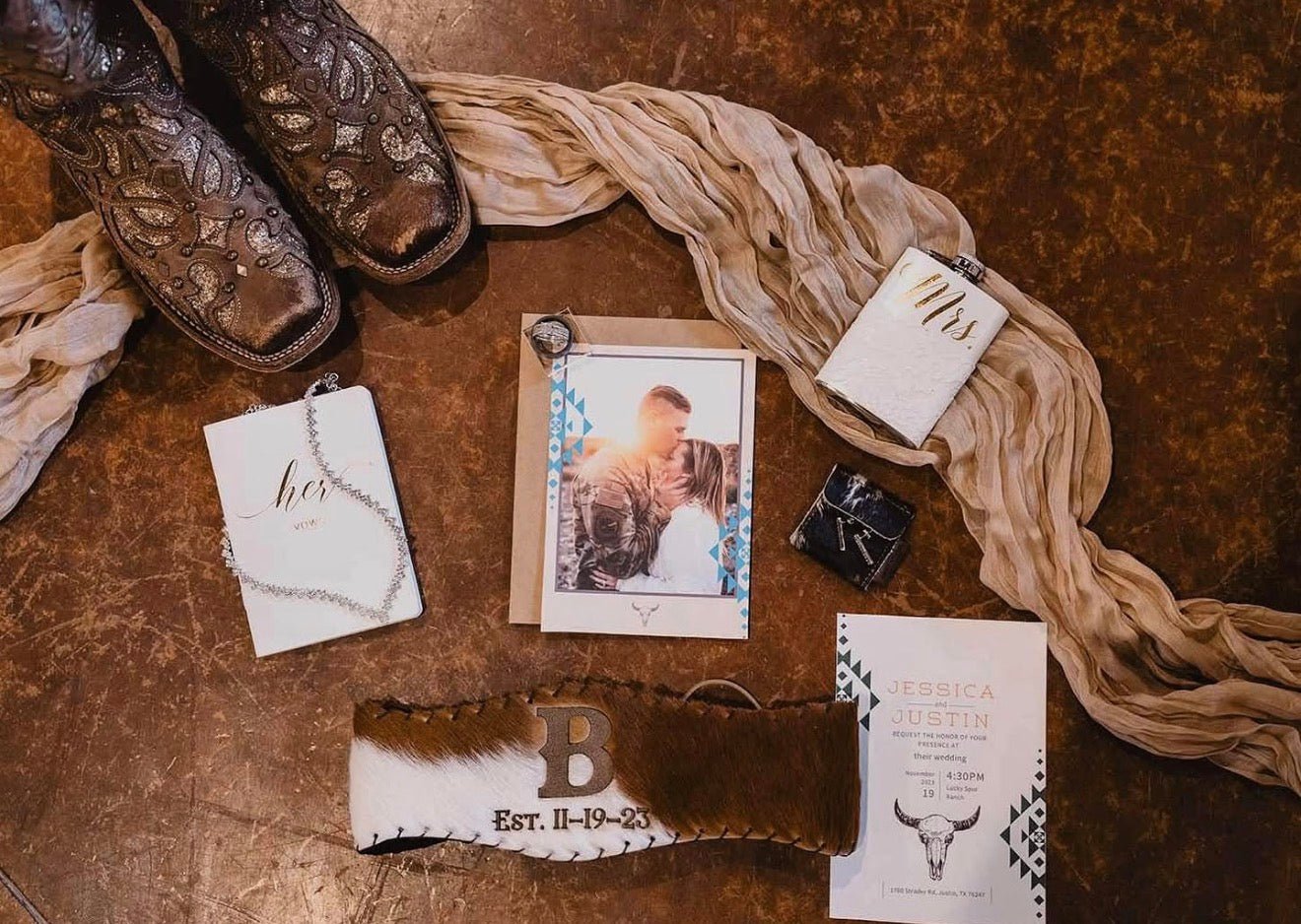The I Do Collection -  custom laser engraved cowhide and leather western decor by Lethal Creek Laser Works LLC