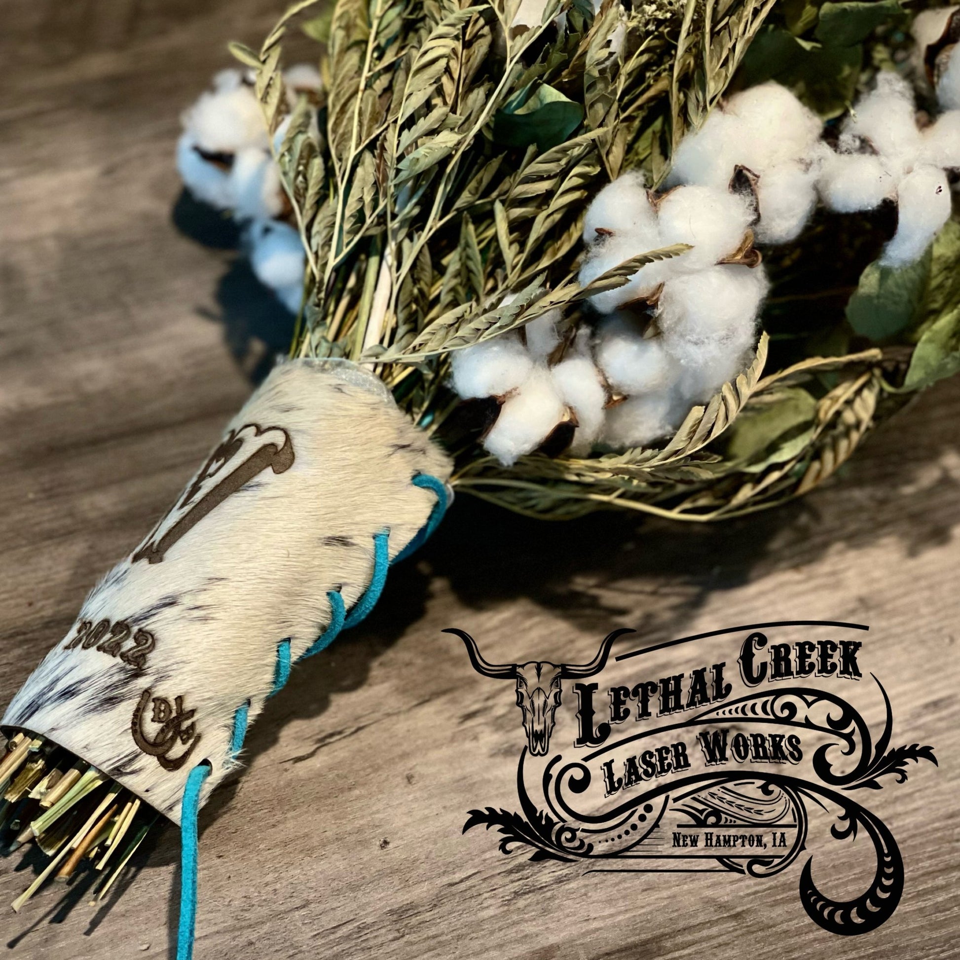 The I Do Collection -  custom laser engraved cowhide and leather western decor by Lethal Creek Laser Works LLC