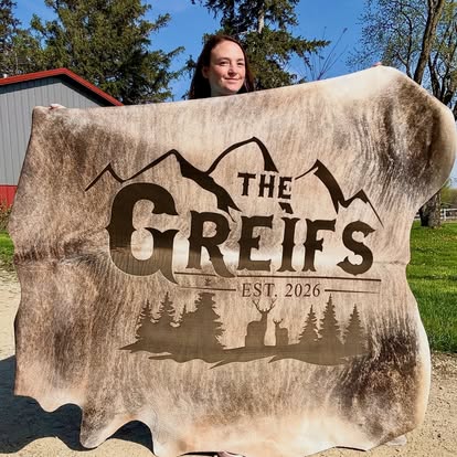 The Legacy Custom Cowhide -  custom laser engraved cowhide and leather western decor by Lethal Creek Laser Works LLC