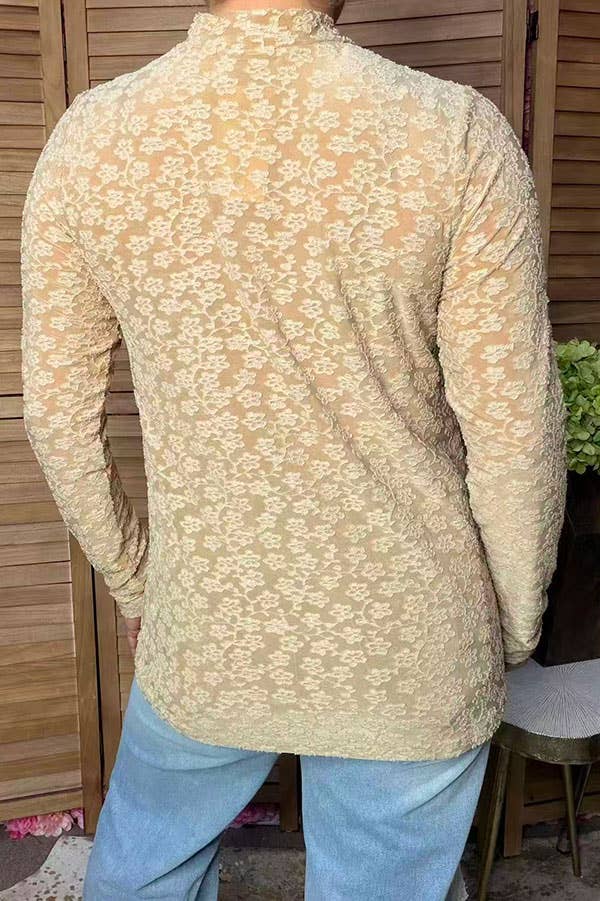 Trendy floral pattern beige women's boutique top GJQ17464 -  custom laser engraved cowhide and leather western decor by Lethal Creek Laser Works LLC