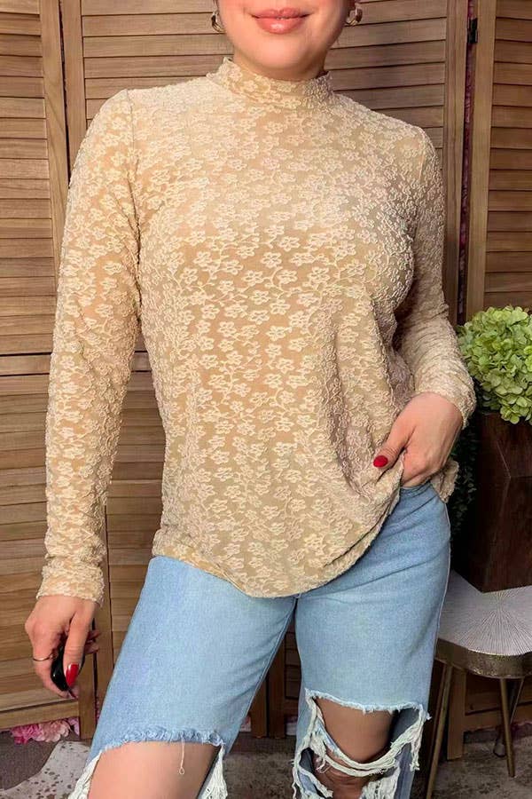Trendy floral pattern beige women's boutique top GJQ17464 -  custom laser engraved cowhide and leather western decor by Lethal Creek Laser Works LLC