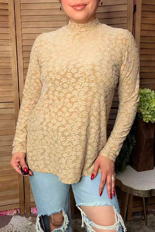 Trendy floral pattern beige women's boutique top GJQ17464 -  custom laser engraved cowhide and leather western decor by Lethal Creek Laser Works LLC