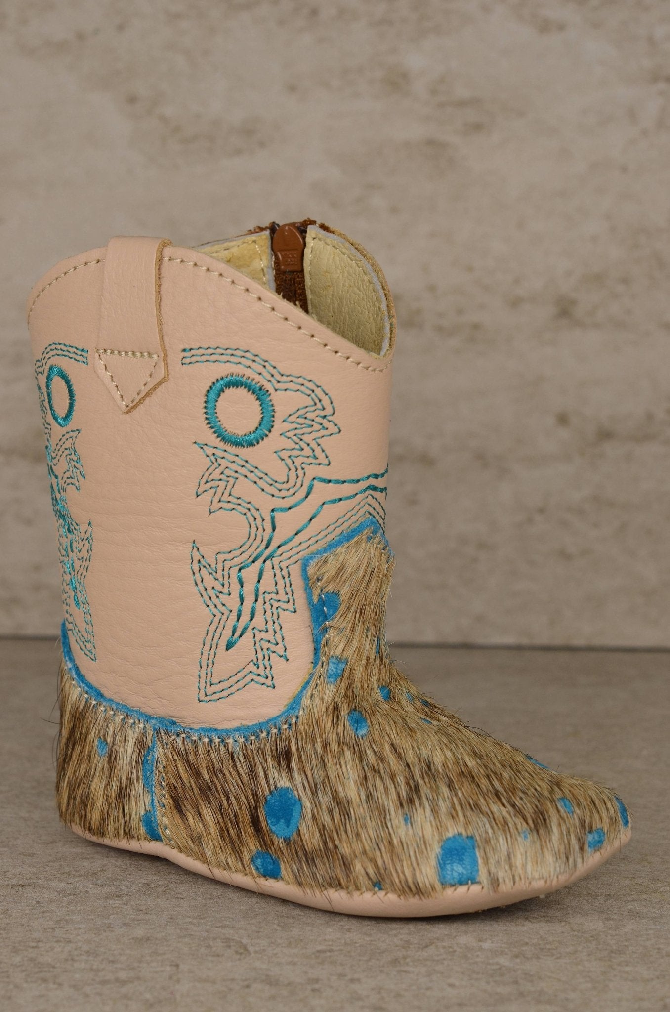 TURQUOISE, SOFT BABY BOOTS -  custom laser engraved cowhide and leather western decor by Lethal Creek Laser Works LLC