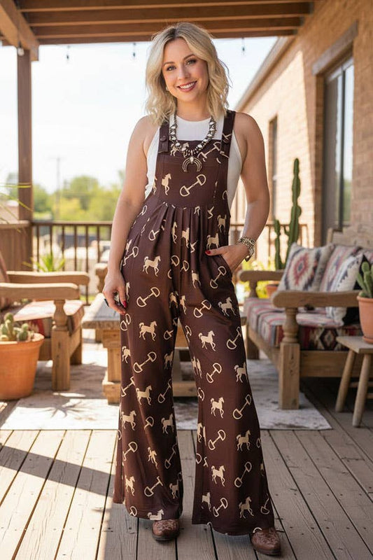 Western chic wide leg women boutique jumpsuit XCH17192 -  custom laser engraved cowhide and leather western decor by Lethal Creek Laser Works LLC
