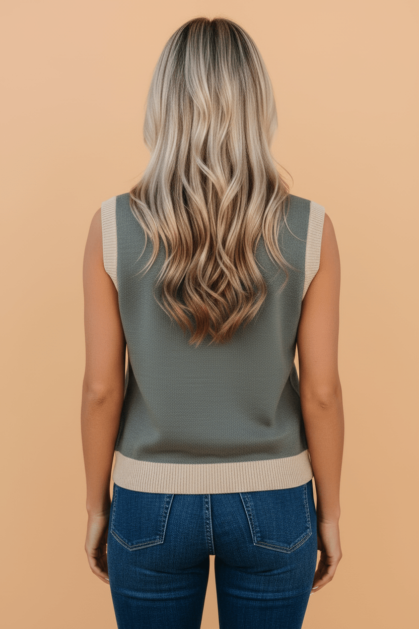 Western Colorblock Sleeveless Knit Top -  custom laser engraved cowhide and leather western decor by Lethal Creek Laser Works LLC