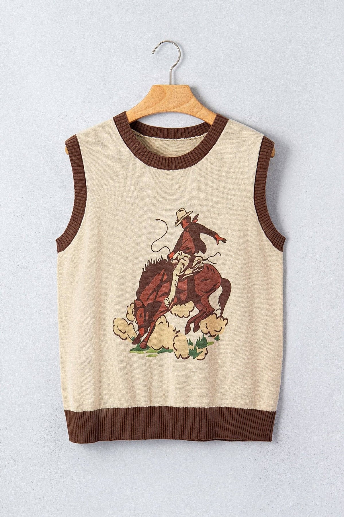 Western Colorblock Sleeveless Knit Top -  custom laser engraved cowhide and leather western decor by Lethal Creek Laser Works LLC