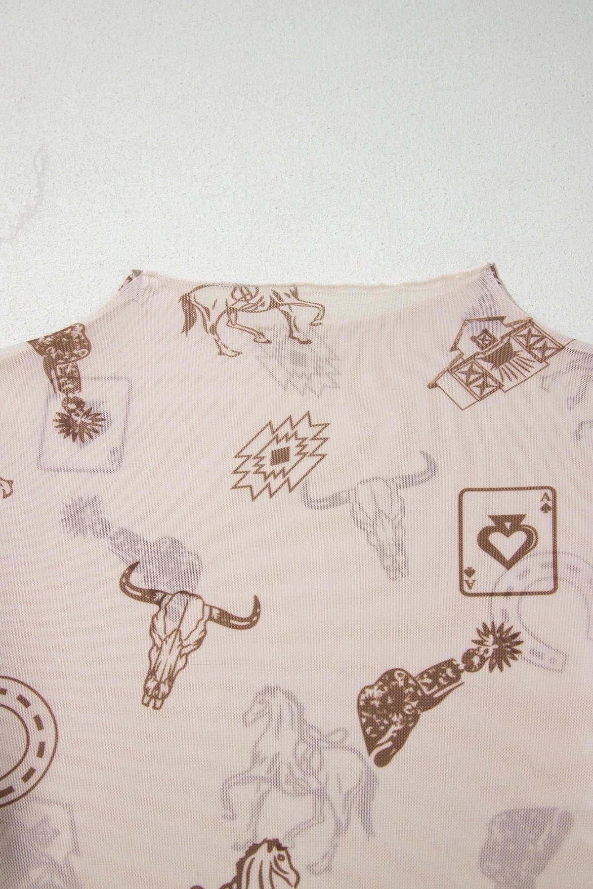 Western Mesh Mock Neck Long Sleeve Top -  custom laser engraved cowhide and leather western decor by Lethal Creek Laser Works LLC