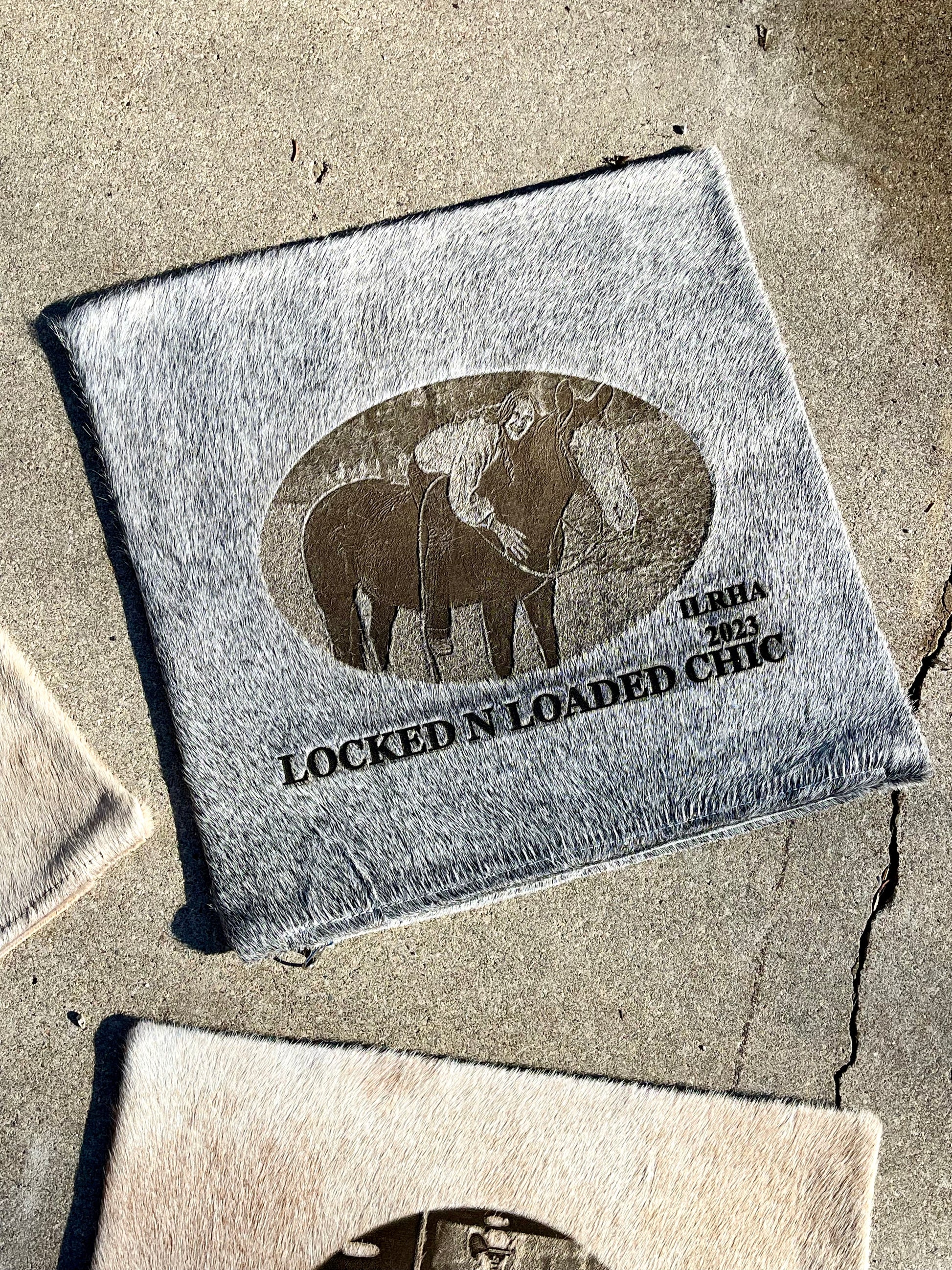 Custom western photo cowhide pillow case laser branded with personal image