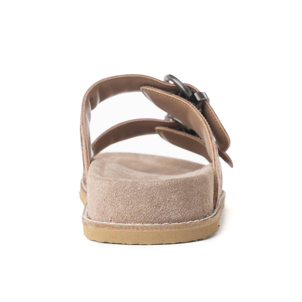 Willow Bloom Handtooled Leather Sandals in Ashen Brown -  custom laser engraved cowhide and leather western decor by Lethal Creek Laser Works LLC